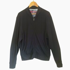 Robert Graham Classic Fit Black Waffle Knit Zip-Up Jacket XL Streetwear